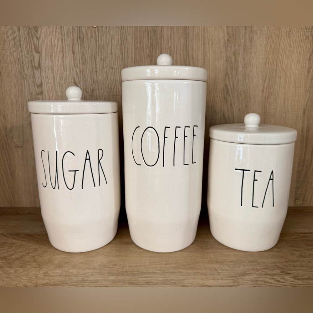 Rae Dunn White Ceramic Tea Canister
